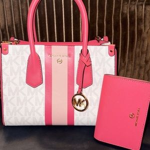 Michael Kors Stripe Satchel Bag